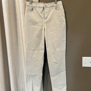 Gloria Vanderbilt Amanda Cream Jeans, Tapered Leg, Size 10